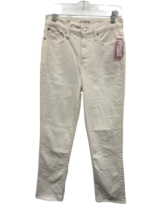 J Crew Size 26 White Cotton Denim High Rise Straight Leg Jeans White / 26