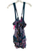 Free People Size M Blue & Purple Cotton Sleeveless Floral Tie Back Romper Blue & Purple / M