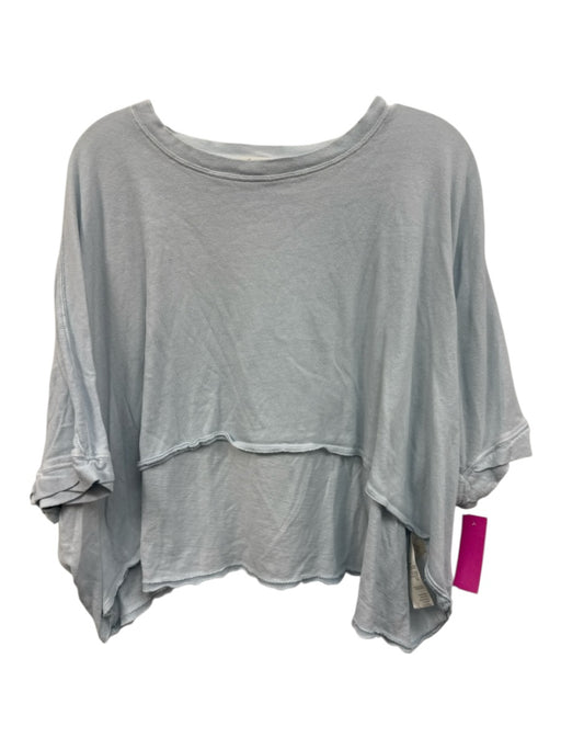 We The Free Size S Baby Blue Cotton Batwing High Low rolled hem Crew Neck Top Baby Blue / S