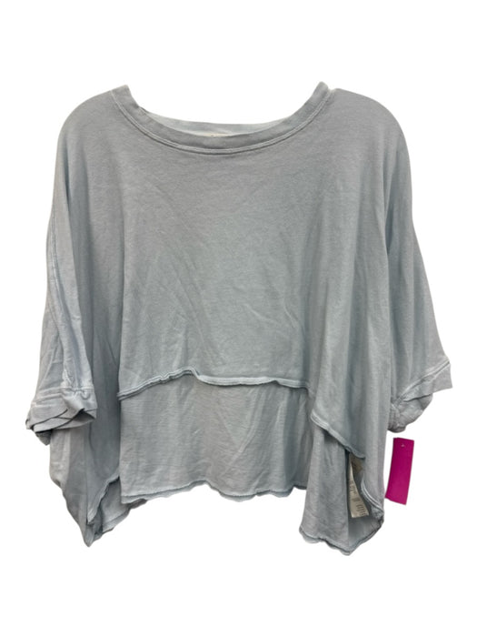 We The Free Size S Baby Blue Cotton Batwing High Low rolled hem Crew Neck Top Baby Blue / S
