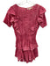 Love Shack Fancy Size S Pink Cotton Short Ruffle Sleeve Lace Snaps Mini Dress Pink / S