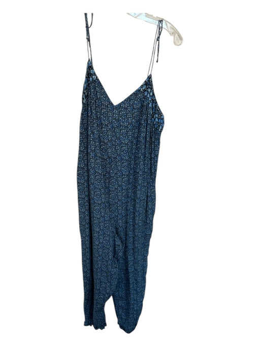 Hatch Size One Size Blue & Black Print Cotton Blend Spaghetti Strap Jumpsuit Blue & Black Print / One Size