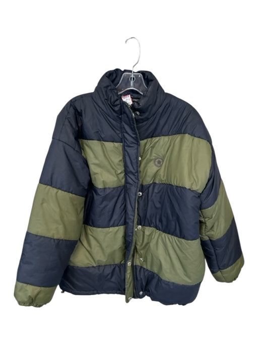 Daisy Street Size M Navy & Green Polyester Puffer color block Full Zip Coat Navy & Green / M