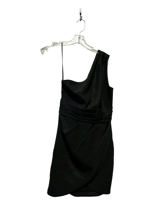NBD Size S Black Synthetic One Shoulder Mini Pleat Detail Side Zip Dress Black / S