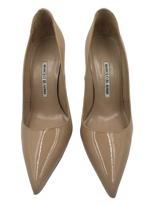 Manolo Blahnik Shoe Size 37 Tan Patent Leather Pointed Toe Stiletto Pumps Tan / 37