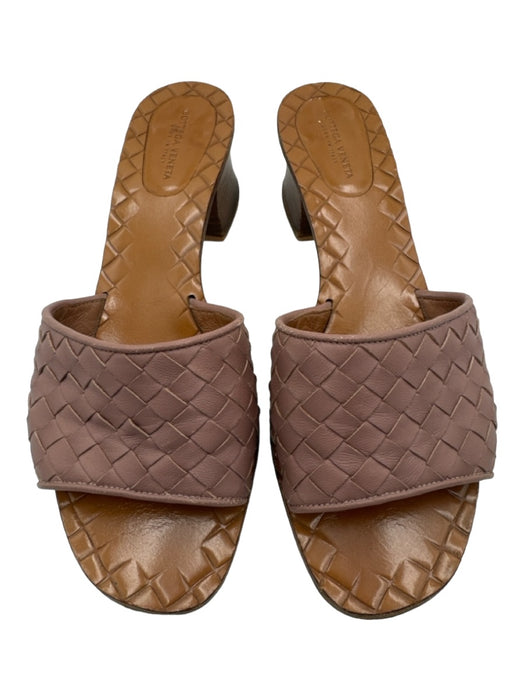 Bottega Veneta Shoe Size 36.5 Mauvey Taupe Leather Woven Mule Pump Sandals Mauvey Taupe / 36.5