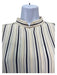 Akris Size 2 Ivory & Navy Print Silk Vertical Stripes Mock Collar Midi Dress Ivory & Navy Print / 2