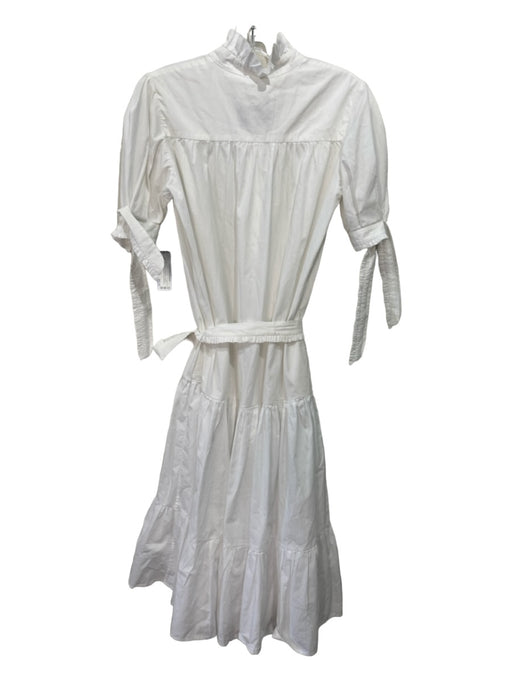 Evi Grintela Size Small White Cotton Short Sleeve Ruffled Collar Button Up Dress White / Small