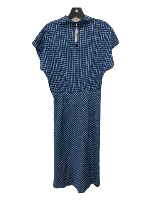 Veronica Beard Size 4 Blue Short Dolman Sleeve Mock Collar Side Zip Maxi Dress Blue / 4