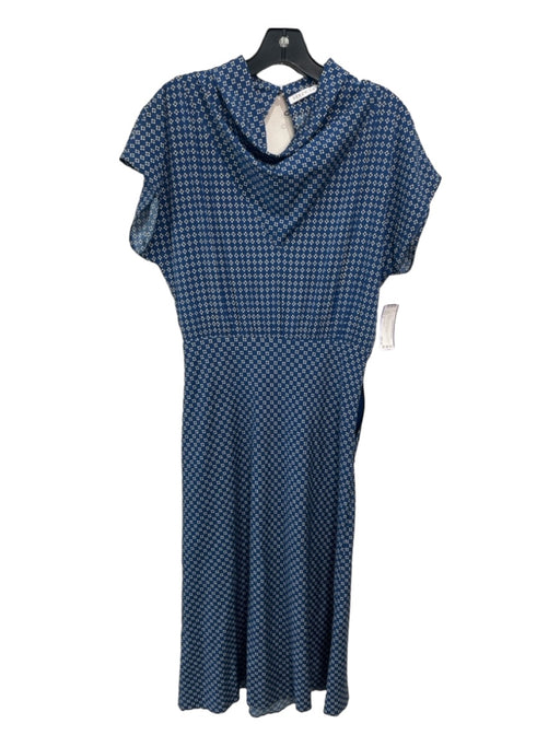 Veronica Beard Size 4 Blue Short Dolman Sleeve Mock Collar Side Zip Maxi Dress Blue / 4