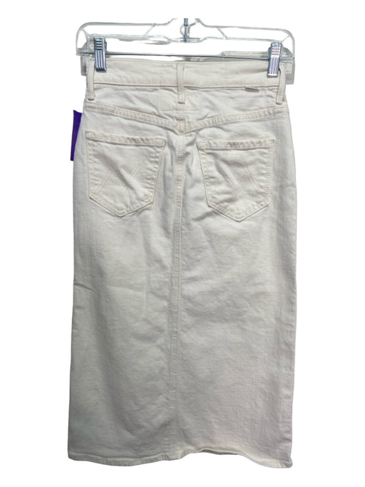 Mother Superior Size 24 Off White Cotton 5 Pocket Zip & Button Midi Skirt Off White / 24