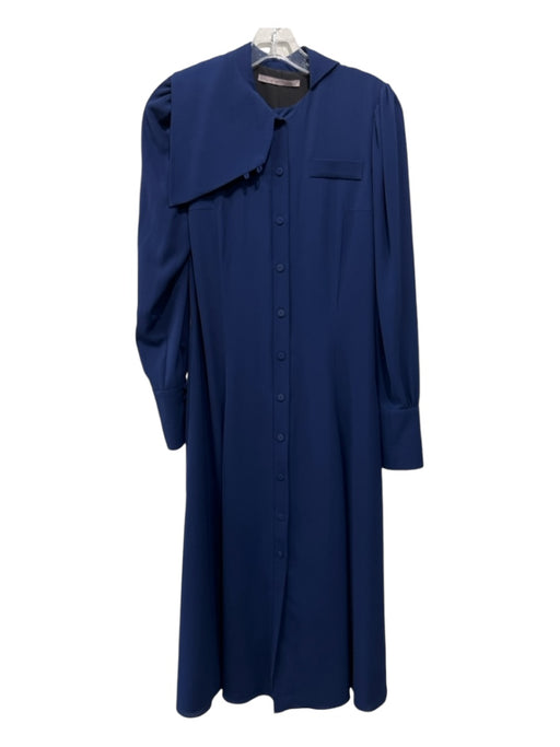 Emilia Wickstead Size 2 Navy Polyester Button Up Long Sleeve Dress Navy / 2