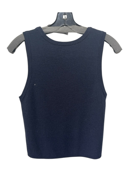 Kilte Size 1 Navy Blue Superfine Wool Scoop Neck Sleeveless Crop Top Navy Blue / 1