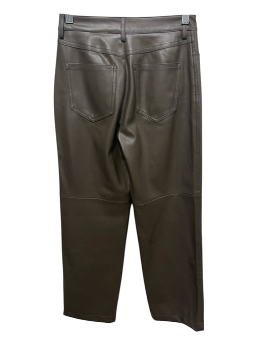 MNG Size 1 Brown PU leather High Rise Straight Pants Brown / 1