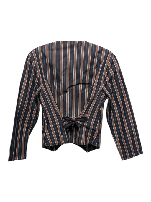 Doen Size XS Black & Brown Cotton Button Up Vertical Stripes Long Sleeve Top Black & Brown / XS