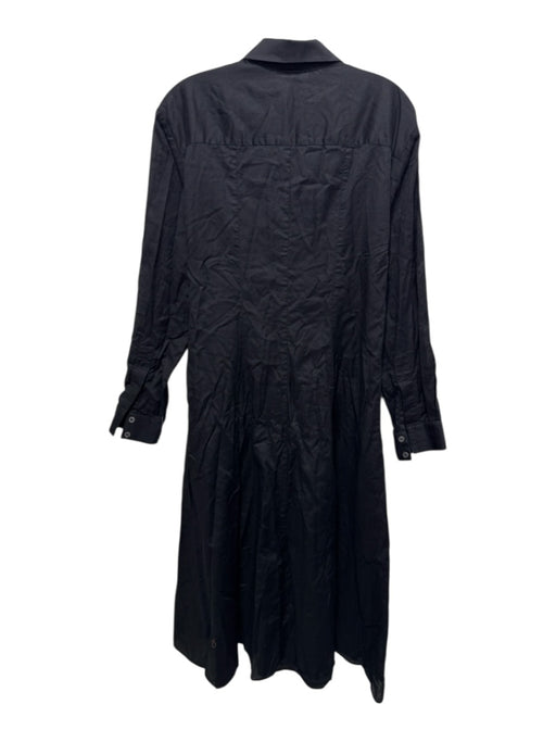 Three Graces Size 8 Black Cotton Long Sleeve Collared 1/2 Button Front Dress Black / 8