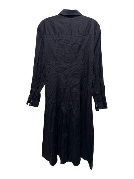 Three Graces Size 8 Black Cotton Long Sleeve Collared 1/2 Button Front Dress Black / 8