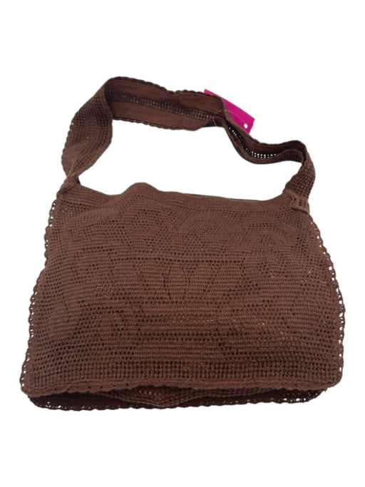 Nananita Brown Cotton One Strap Magnetic Clasp Crochet Hand Bag Brown / S