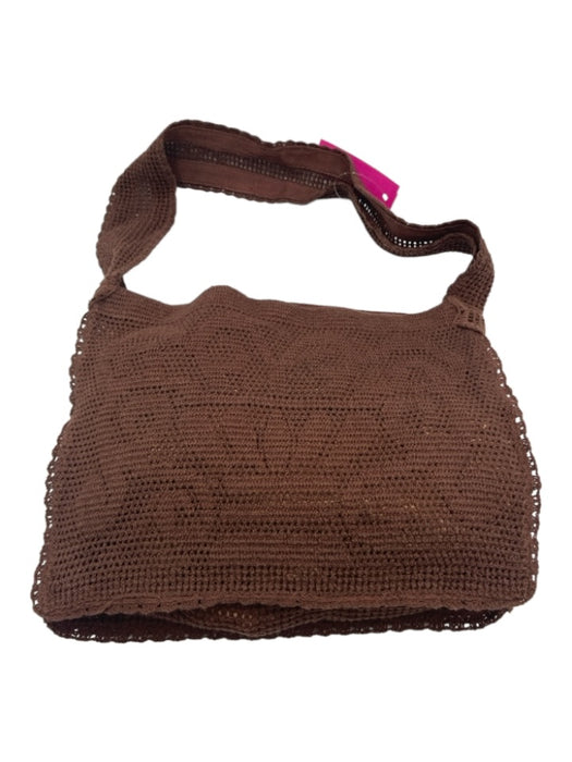 Nananita Brown Cotton One Strap Magnetic Clasp Crochet Hand Bag Brown / S