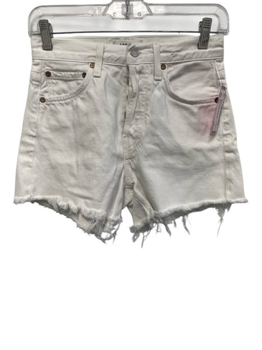 Agolde Size 23 White Cotton Denim Button Fly Raw Hem Pockets Shorts White / 23