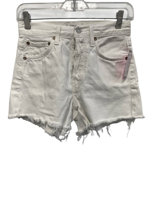 Agolde Size 23 White Cotton Denim Button Fly Raw Hem Pockets Shorts White / 23