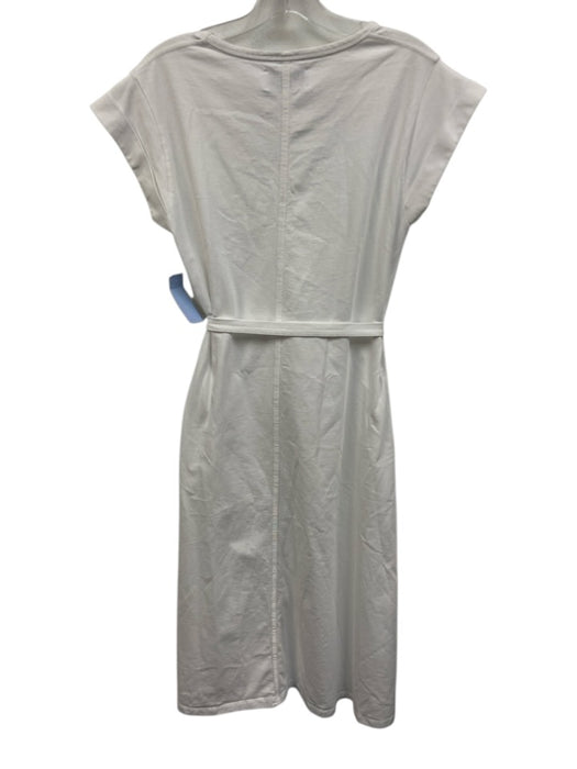 La Ligne Size XS White Cotton Cap Sleeve cuff sleeves Pockets Midi Dress White / XS