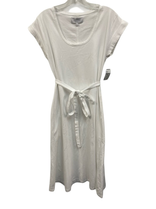 La Ligne Size XS White Cotton Cap Sleeve cuff sleeves Pockets Midi Dress White / XS
