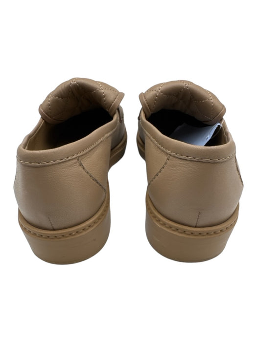 Chanel Shoe Size 37 Light Brown Leather Quilted Turn Lock Almond Toe Loafers Light Brown / 37