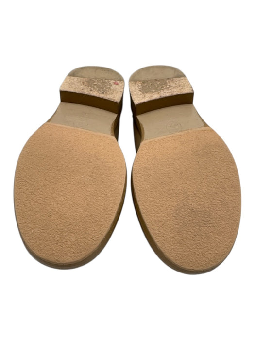 Chanel Shoe Size 37 Light Brown Leather Quilted Turn Lock Almond Toe Loafers Light Brown / 37