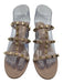 Valentino Garavani Shoe Size 37.5 Taupe Pink Leather Cage Rock Studs Sandals Taupe Pink / 37.5