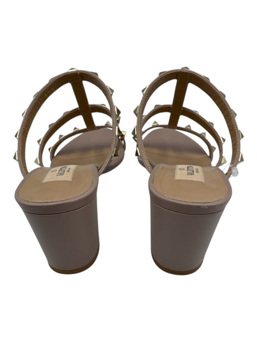 Valentino Garavani Shoe Size 37.5 Taupe Pink Leather Cage Rock Studs Sandals Taupe Pink / 37.5
