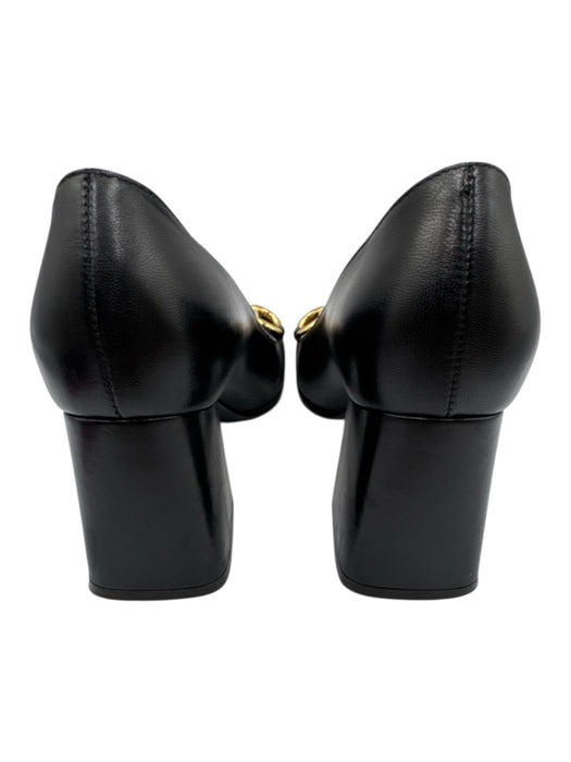 Gucci Shoe Size 37 Black Leather Square Toe Horse Bit Block Heel Loafer Pumps Black / 37
