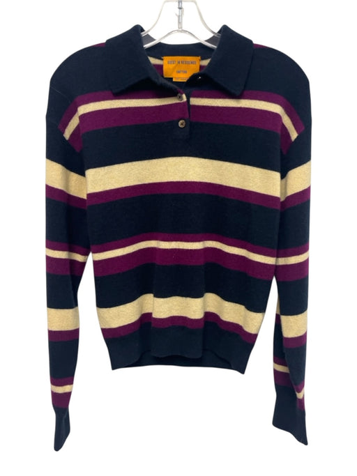 Guest in Residence Size XS Navy Blue, Purple, Ivory Cashmere Long Sleeve Sweater Navy Blue, Purple, Ivory / XS