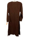 Julia Amory Size XS Brown Linen & Viscose Long Sleeve Embroidered Buttons Dress Brown / XS
