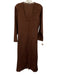 Julia Amory Size XS Brown Linen & Viscose Long Sleeve Embroidered Buttons Dress Brown / XS