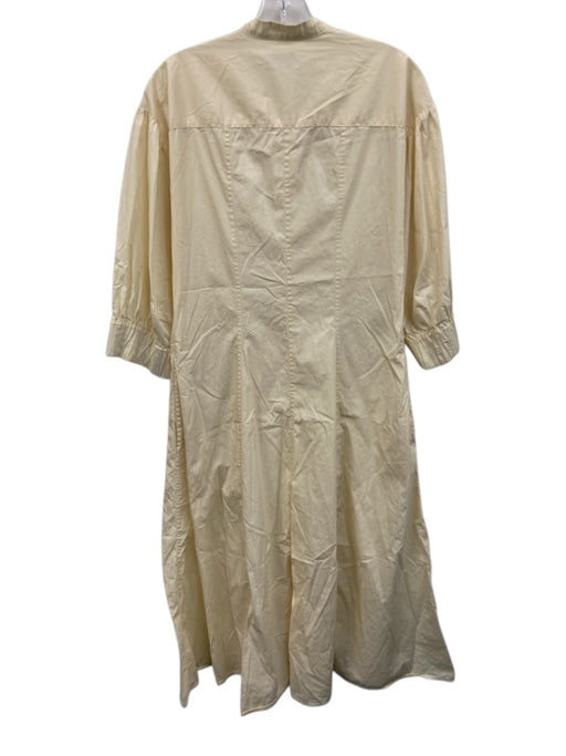 Three Graces Size 6 Cream Cotton Long Sleeve 1/2 Button Elastic Cuff Maxi Dress Cream / 6