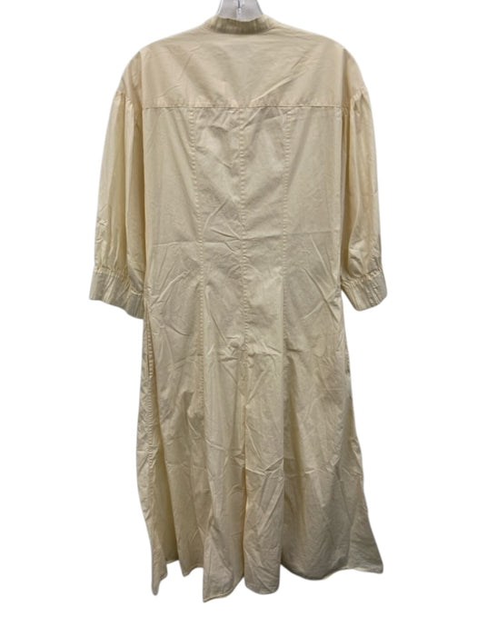 Three Graces Size 6 Cream Cotton Long Sleeve 1/2 Button Elastic Cuff Maxi Dress Cream / 6