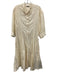Three Graces Size 6 Cream Cotton Long Sleeve 1/2 Button Elastic Cuff Maxi Dress Cream / 6