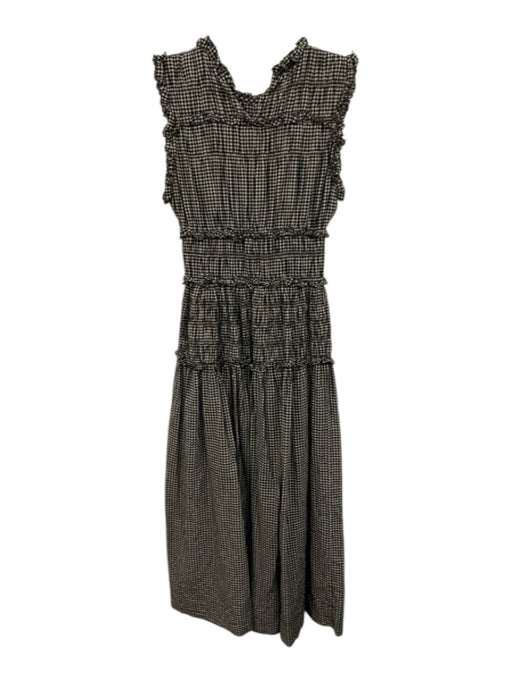 Doen Size XS Black & Cream Organic Cotton Sleeveless Gingham Check Maxi Dress Black & Cream / XS