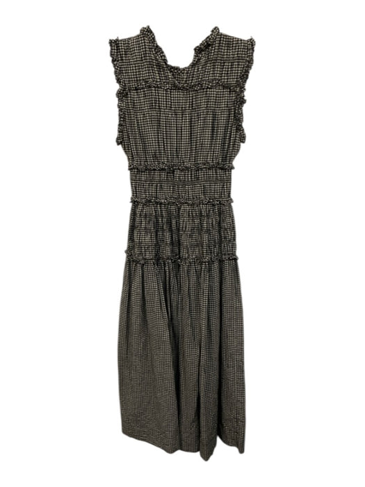 Doen Size XS Black & Cream Organic Cotton Sleeveless Gingham Check Maxi Dress Black & Cream / XS