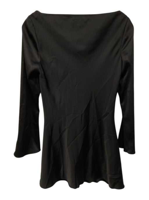 Reformation Size XS Black Satin Long Flare Sleeve Cowl Neck Wide Neck Mini Dress Black / XS