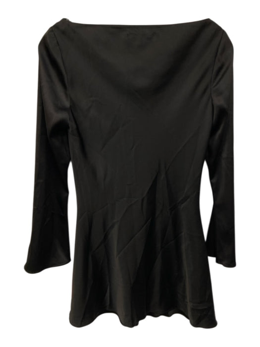Reformation Size XS Black Satin Long Flare Sleeve Cowl Neck Wide Neck Mini Dress Black / XS
