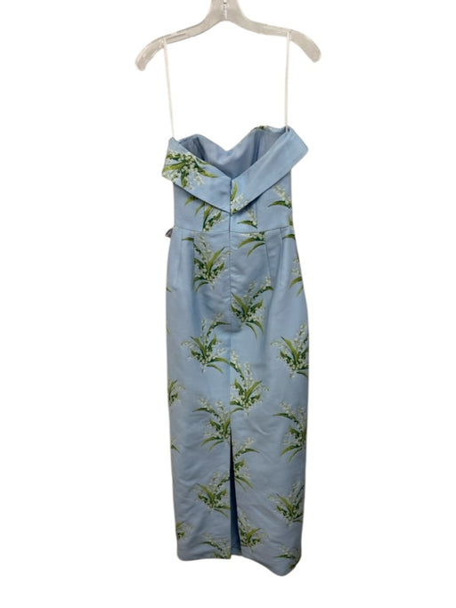 Lula Kate Size 4 Blue, Green, White Sleeveless Floral Midi Fold Over Dress Blue, Green, White / 4