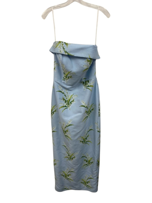 Lula Kate Size 4 Blue, Green, White Sleeveless Floral Midi Fold Over Dress Blue, Green, White / 4