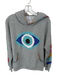 Lauren Moshi Size L Grey & Blue Rayon Blend Embroidered Design Hoodie Sweatshirt Grey & Blue / L