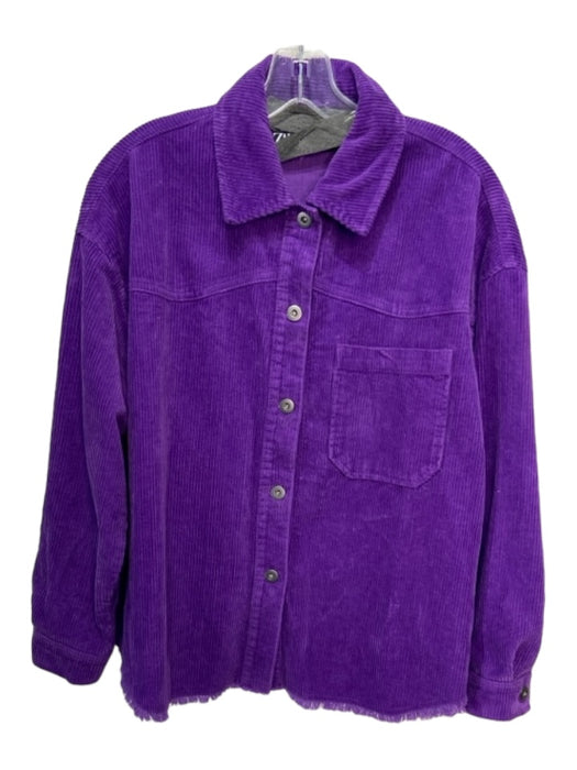 Zara Size M Purple Cotton Corduroy Snap Front Collar Jacket Purple / M