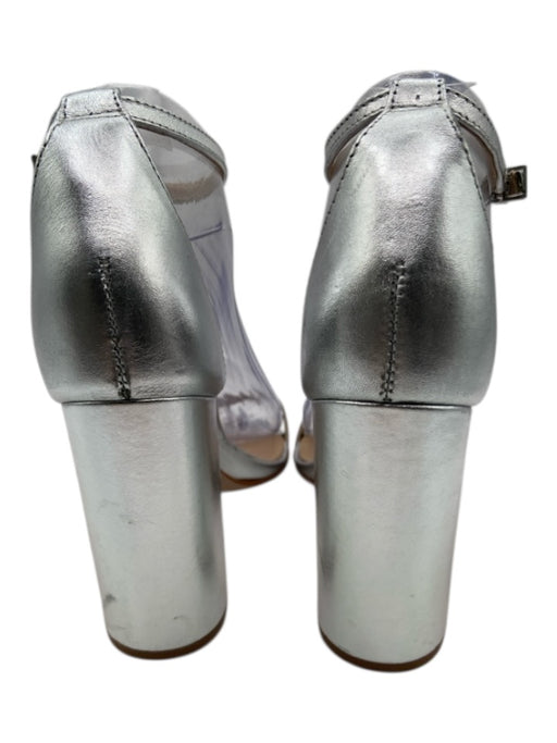 Schutz Shoe Size 6 Silver leather sole Toe Strap Ankle Strap Block Heel Pumps Silver / 6