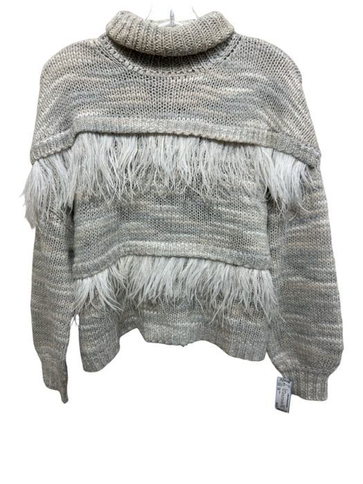Cinq a Sept Size XS Beige, White, Gray Wool Blend Long Sleeve Striped Sweater Beige, White, Gray / XS