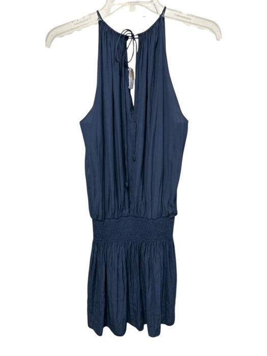 Ramy Brook Size S Slate Blue Polyester Sleeveless Tie Back Smocked Waist Dress Slate Blue / S