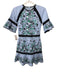 AMUR Size 0 Blue, Black & Green Cotton Blend Striped Embroidered Dress Blue, Black & Green / 0